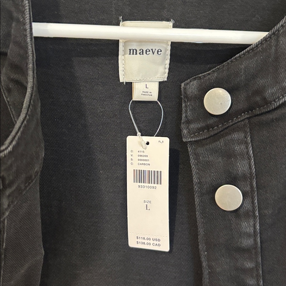 NWT Anthropologie Maeve Cora patch pocket black denim jacket size large - Picture 5 of 5